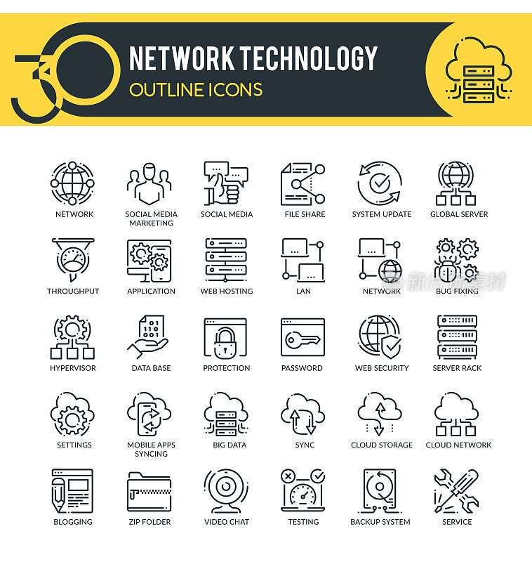 Network Outline Icons